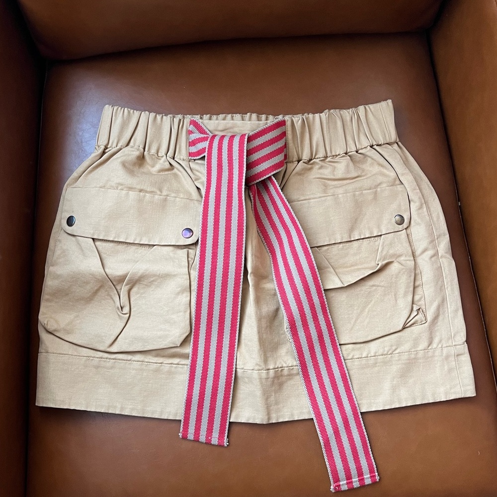 Khaki Mini Skirt with Stripe